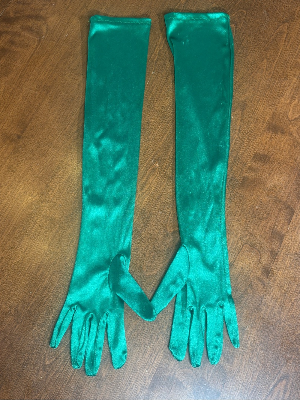 Emerald Green Satin Opera Gloves Long Elbow